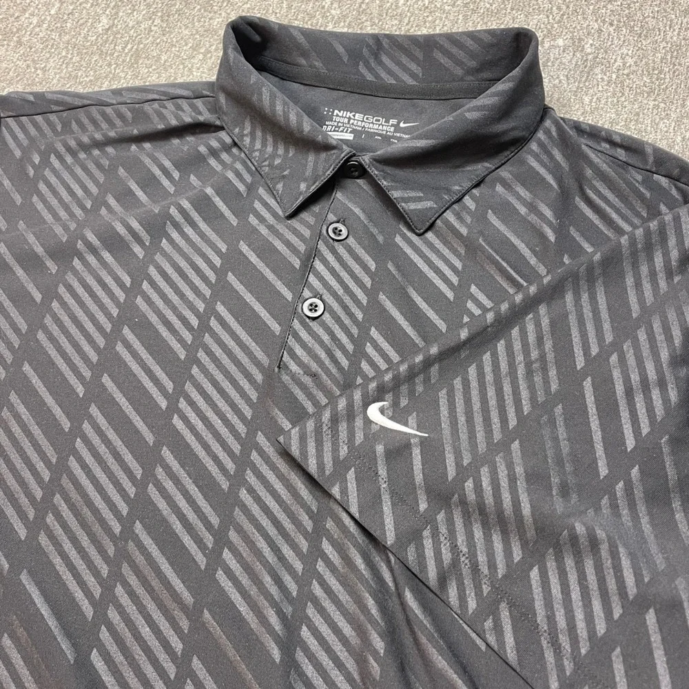 Nike Golf Dri-FIT Embossed Polo shirt Tour Performance Mens XXL‎ Chevron 632412